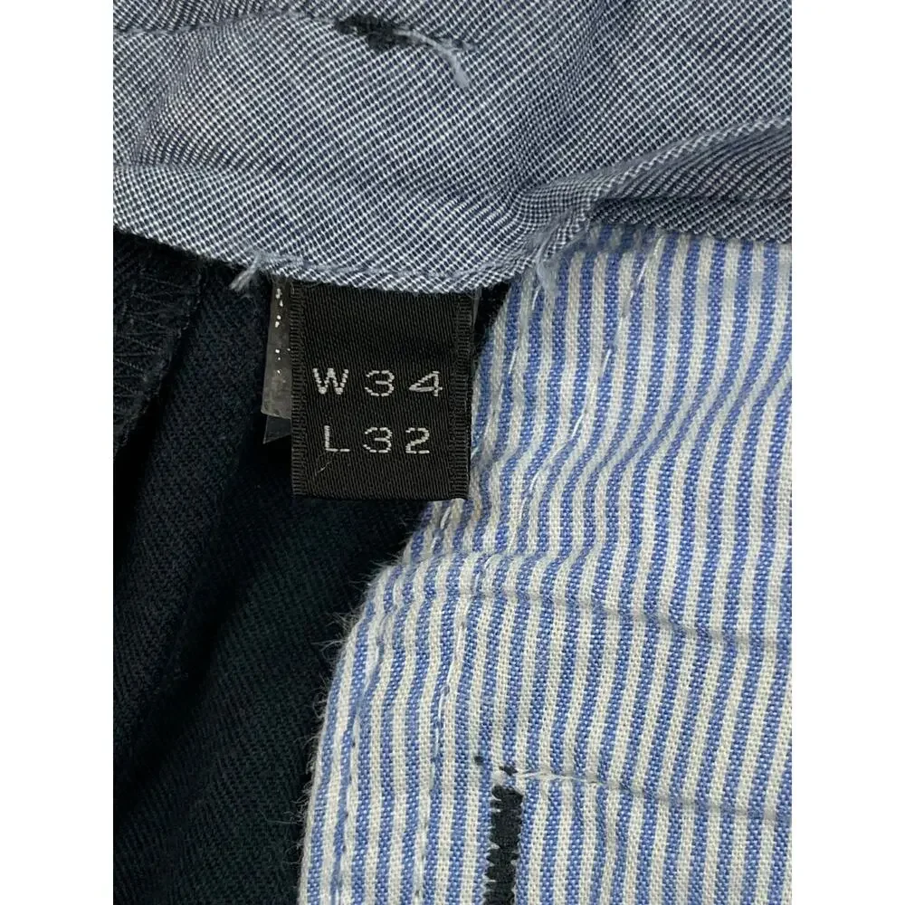 J Crew Pants Mens 34 x 32 Blue 100% Cotton Bowery‎ Flat Front Chino Straight